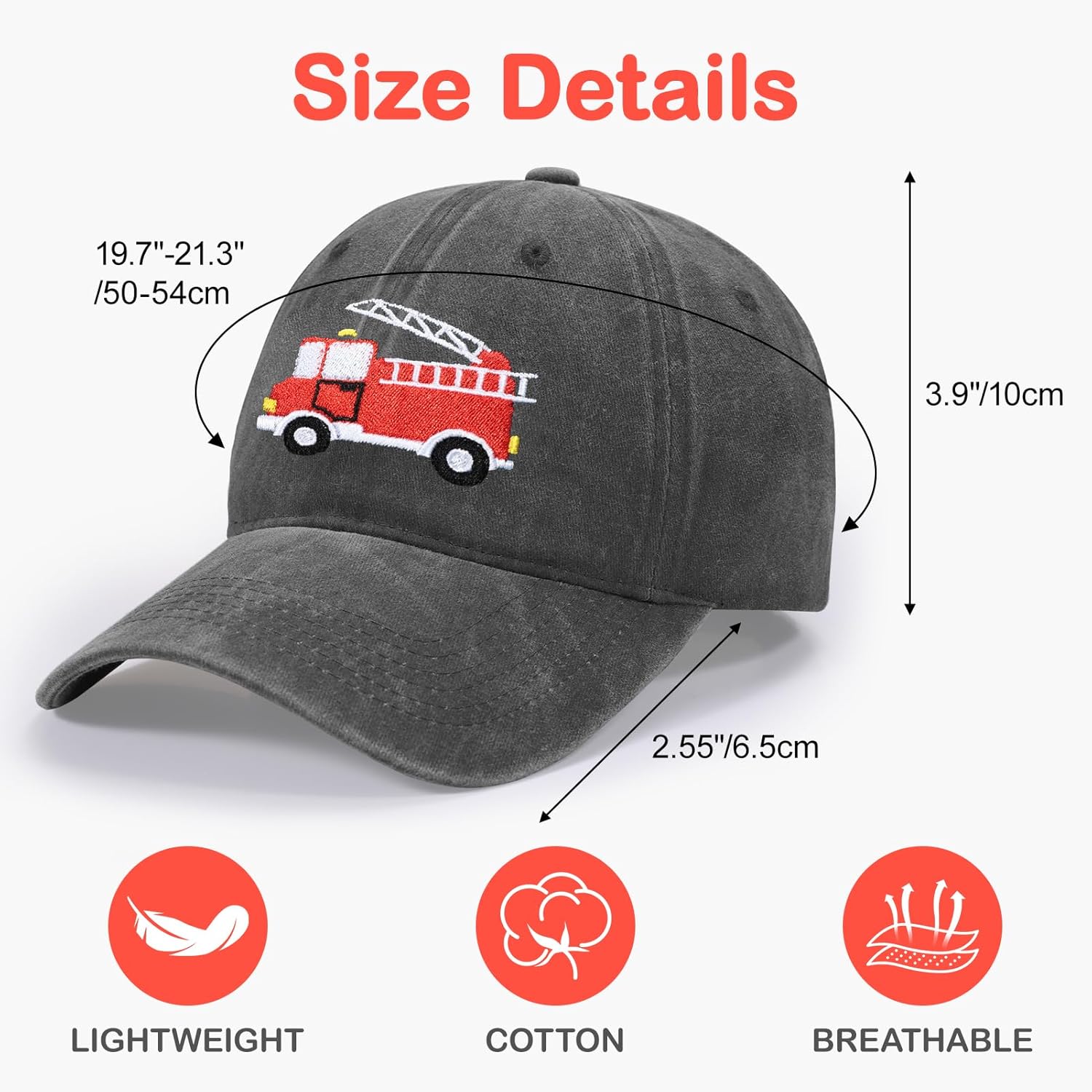 Cute Embroidered Baseball Cap for Kids Age 3-8, Funny Adjustable Cotton Embroidery Hat for Boys Girls - Image 7