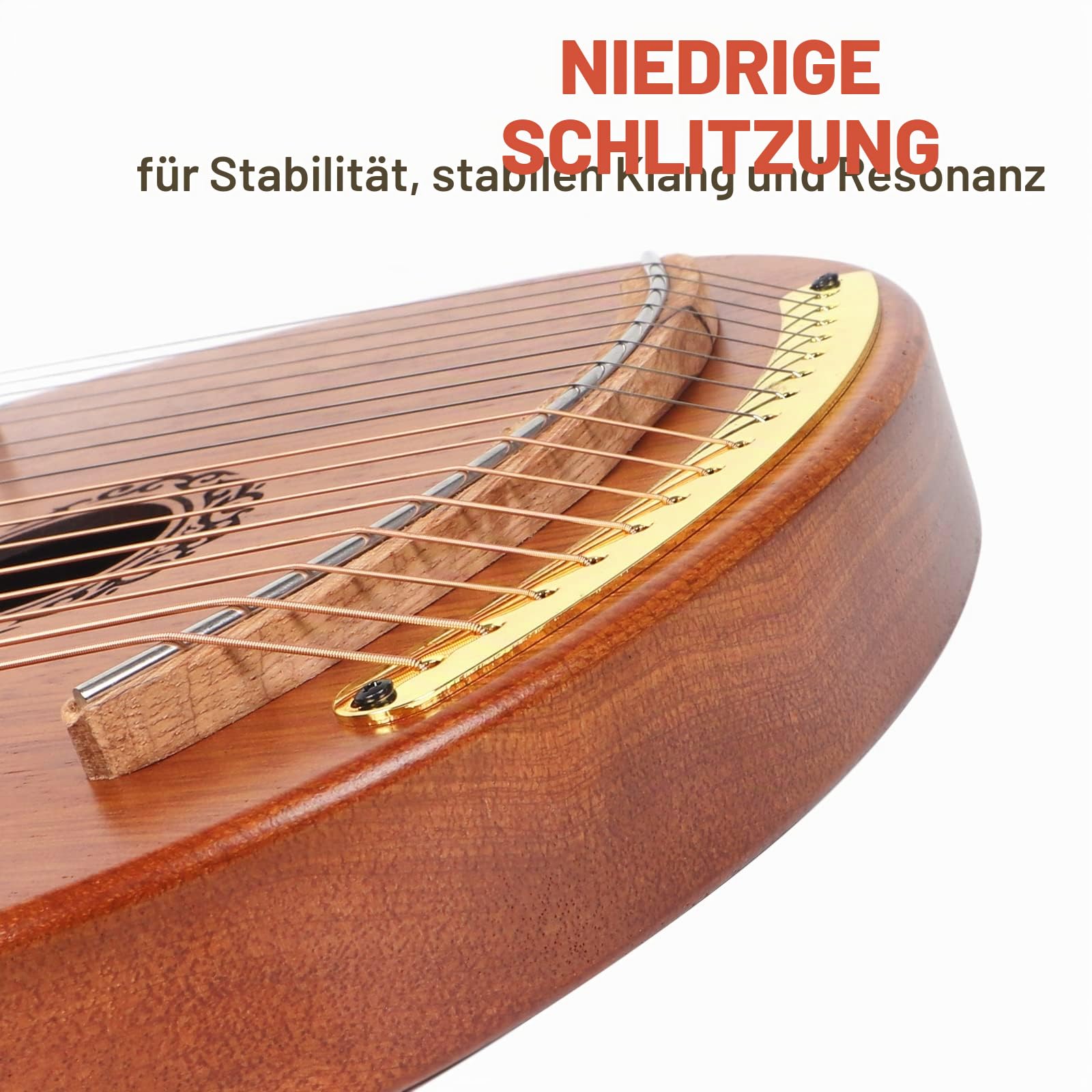 AKLOT 16 Metal Strings Lyre Harfe Mahagoni Lye Harfen mit Stimmschlüssel Pick UP extra Saiten Black Gig Bag