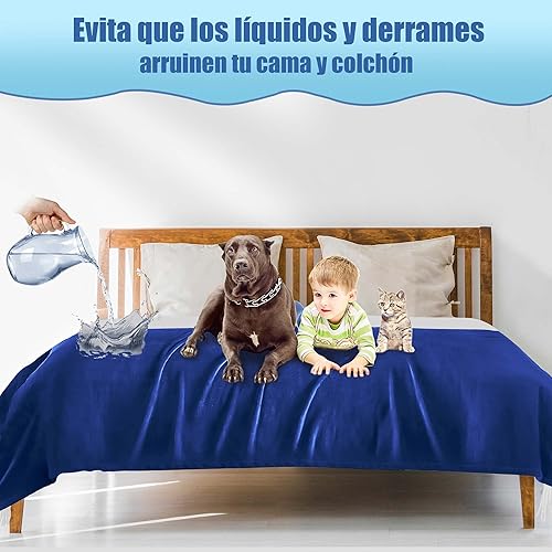 Miniatura 6 de Manta de franela impermeable para la intimidad de la cama, manta tamaño Queen para momentos de amor y placer para adultos (80 x 90 pulgadas, azul)
