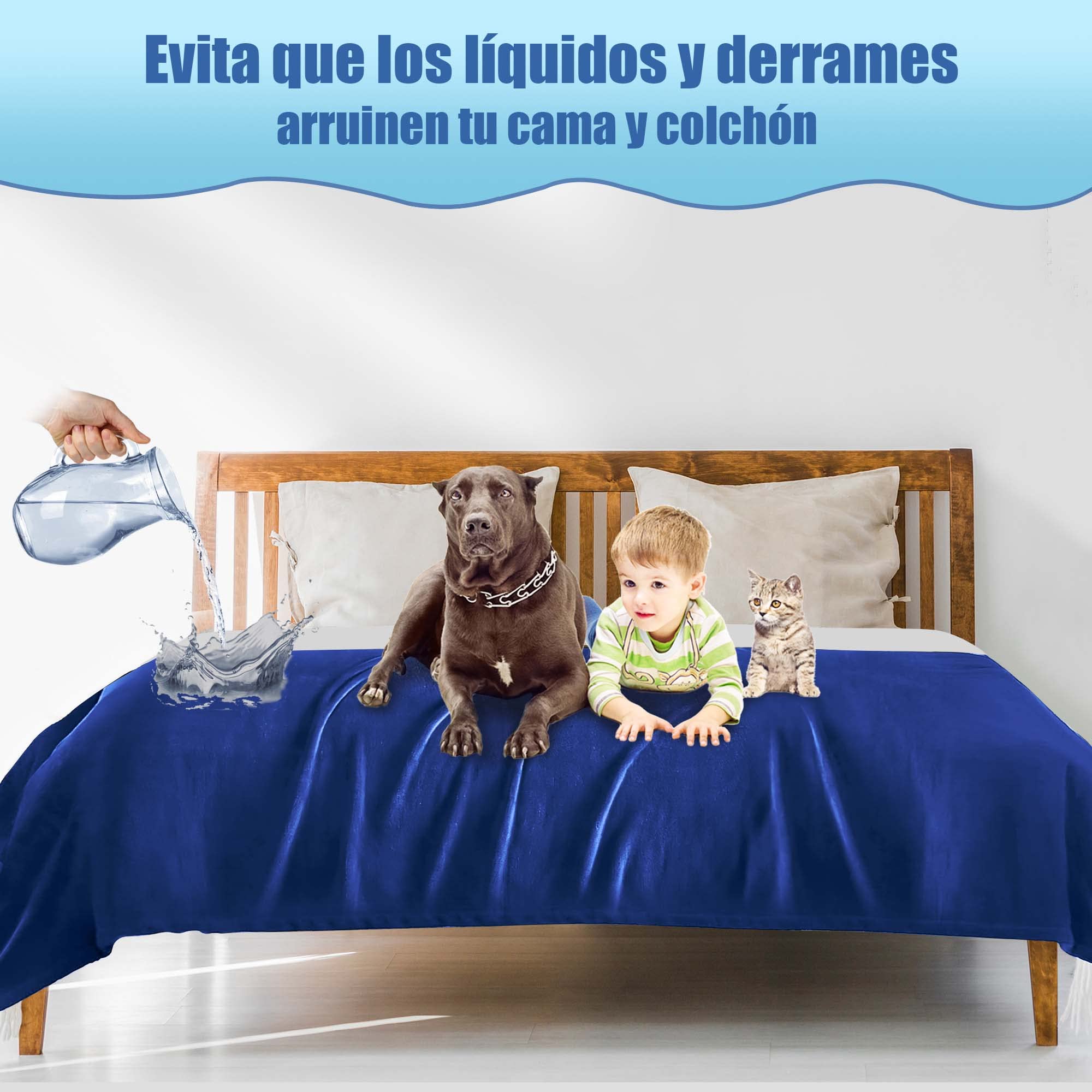 Bedding Aid Coperta reversibile impermeabile, protezione per letti, materassi e divani dalle perdite di urina di adulti, bambini, cani, animali domestici (Blu scuro/Verde scuro, 203x229cm)