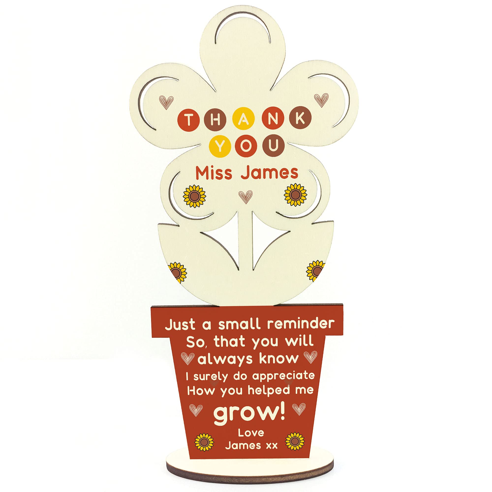 RED OCEAN Personalised Teacher Gifts School Nursery Teaching Assistant Thank You Gift Flower