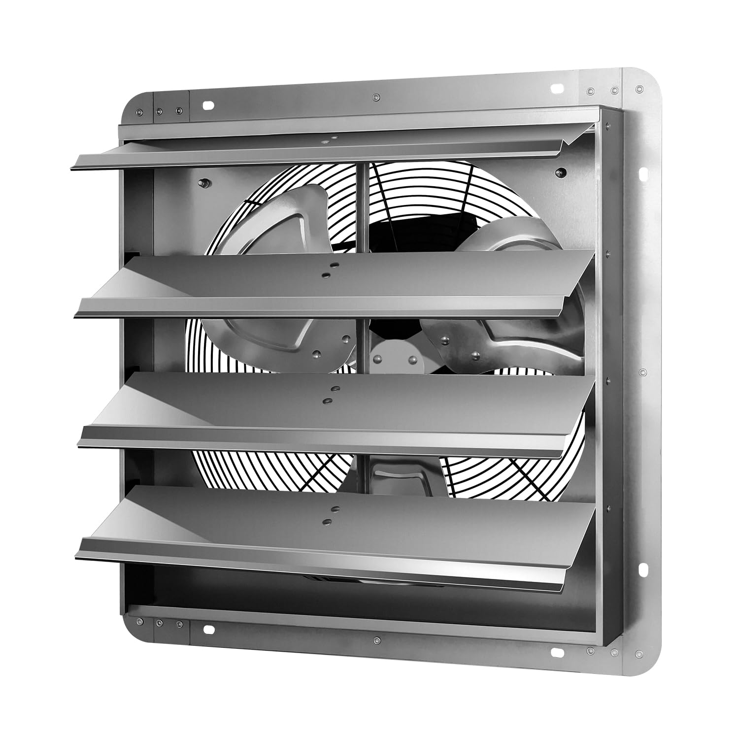Simple Deluxe 7 Inch Wall Mounted Shutter Exhaust Fan, Aluminum, 1600 RPM, 760 CFM, for Attic, Garage, Louvered Vent, And Greenhouse, Silver