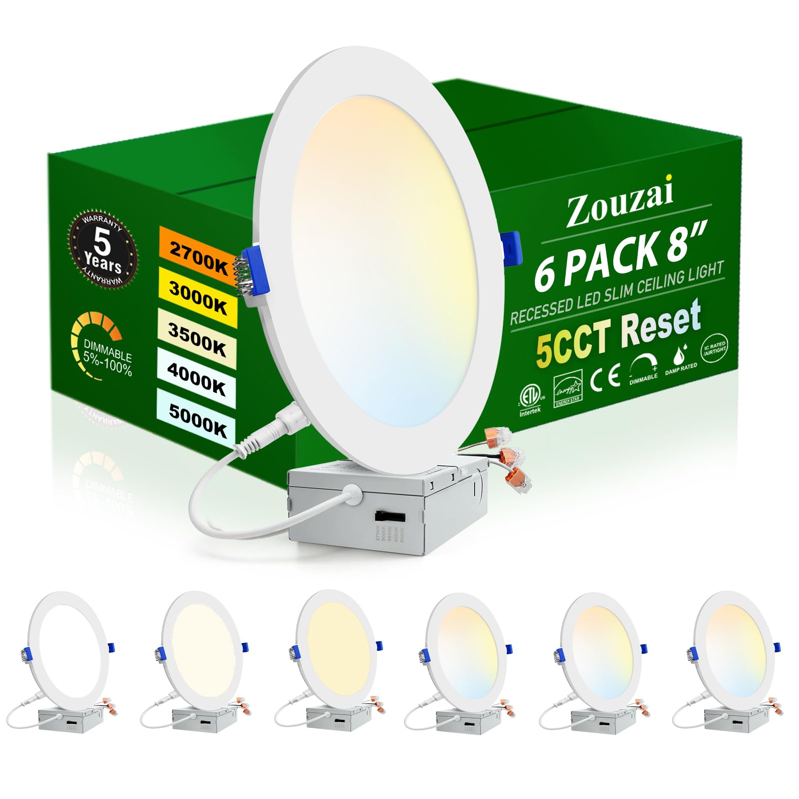 zouzai 8 Inch Ultra-Thin LED Recessed Ceiling Light - recessed lighting | Mubboo