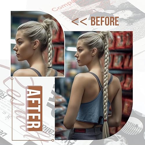 Miniatura 2 de Extensión de cola de caballo con banda para el cabello, 34 pulgadas, color negro oscuro, extensiones largas y trenzadas para mujer