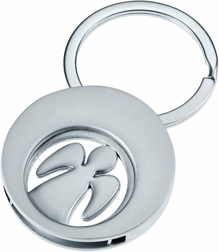 WEDO 2053411 Key Fob with Removable Shopping Trolley Coin in Guardian Angel Design Angela Matte Silver