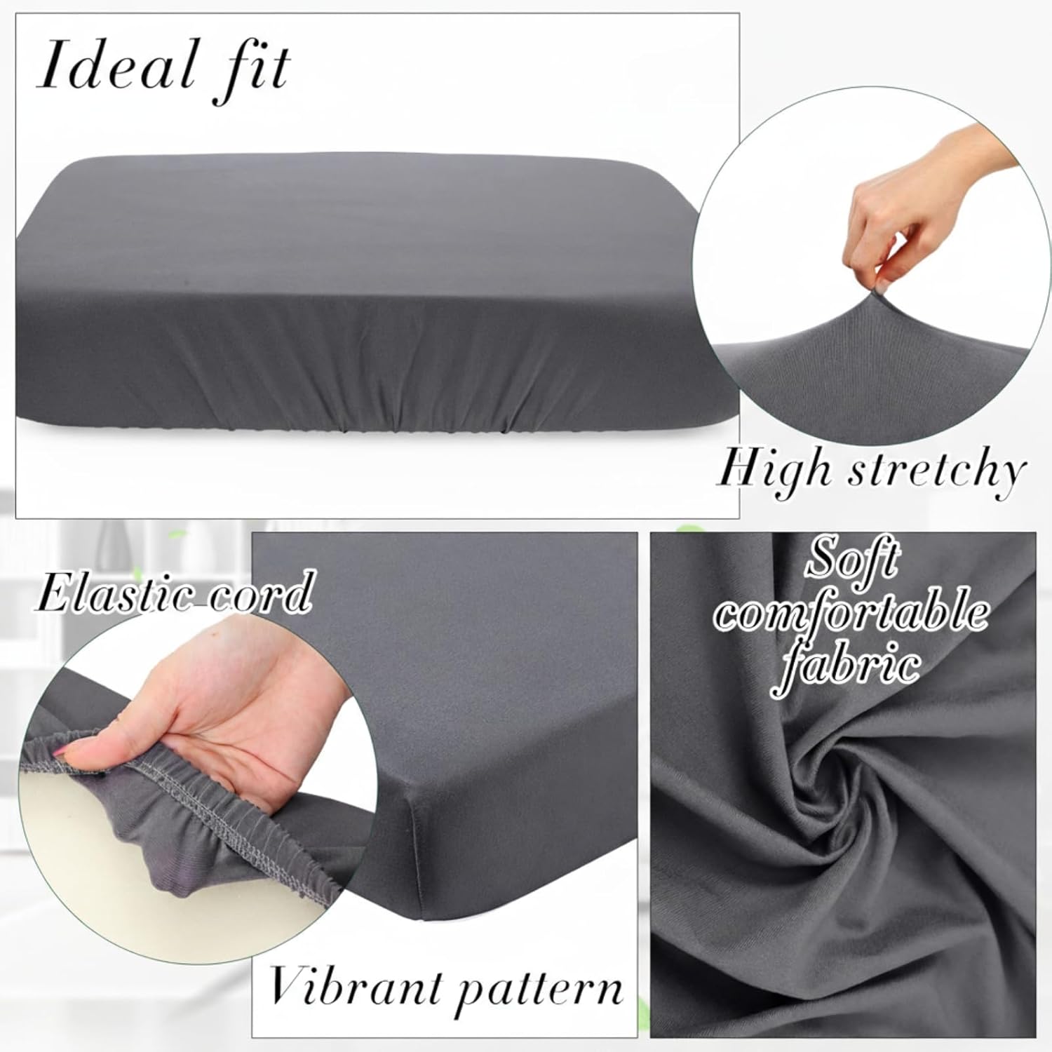 8Pcs Patio Cushion Covers Stretch Outdoor Couch Cushion Covers Slipcovers Sets Replacement Furniture Sofa Chair Seat Couch Washable(Dark Gray)