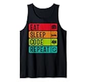 Funny Coder Programmer Coding Eat Sleep Code Repeat Tank Top