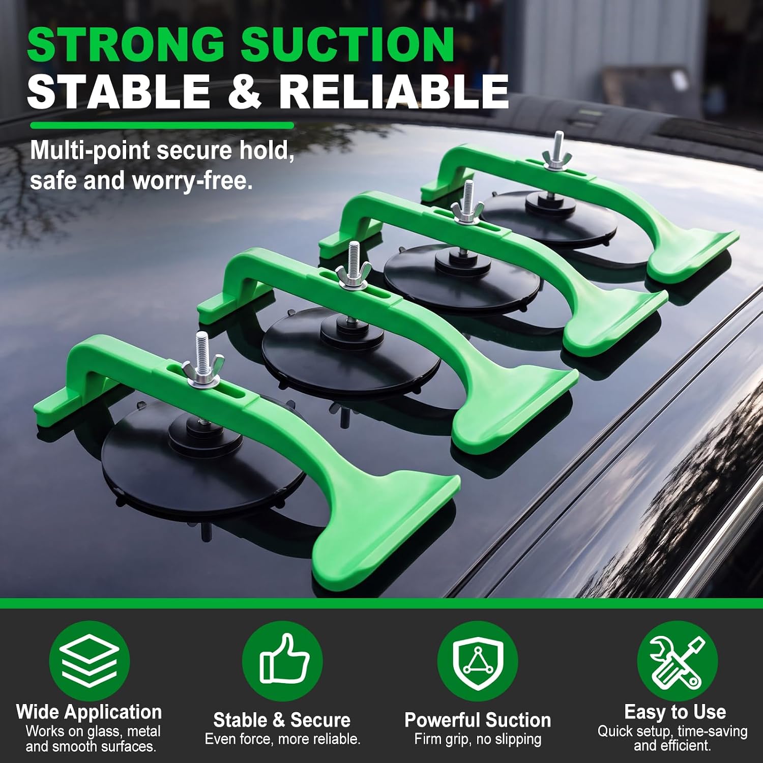BBTO 20 Pcs Suction Cup Clamp Set, 7" x 3", 3.5" Suction Cup Diameter, Green Glass Clamps Kit, Adjustable Convertible Top Repair Kit for Windshield & Auto Glass, DIY & Pro Use