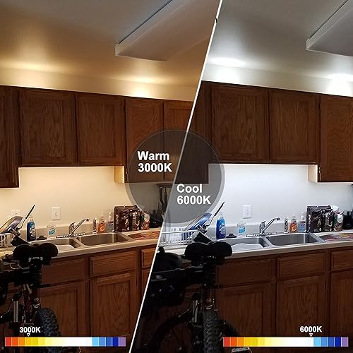 Miniatura 3 de Paquete de 4 luces inalámbricas para debajo del gabinete, 20 luces LED regulables con pilas, para debajo del mostrador, barra de luz nocturna para