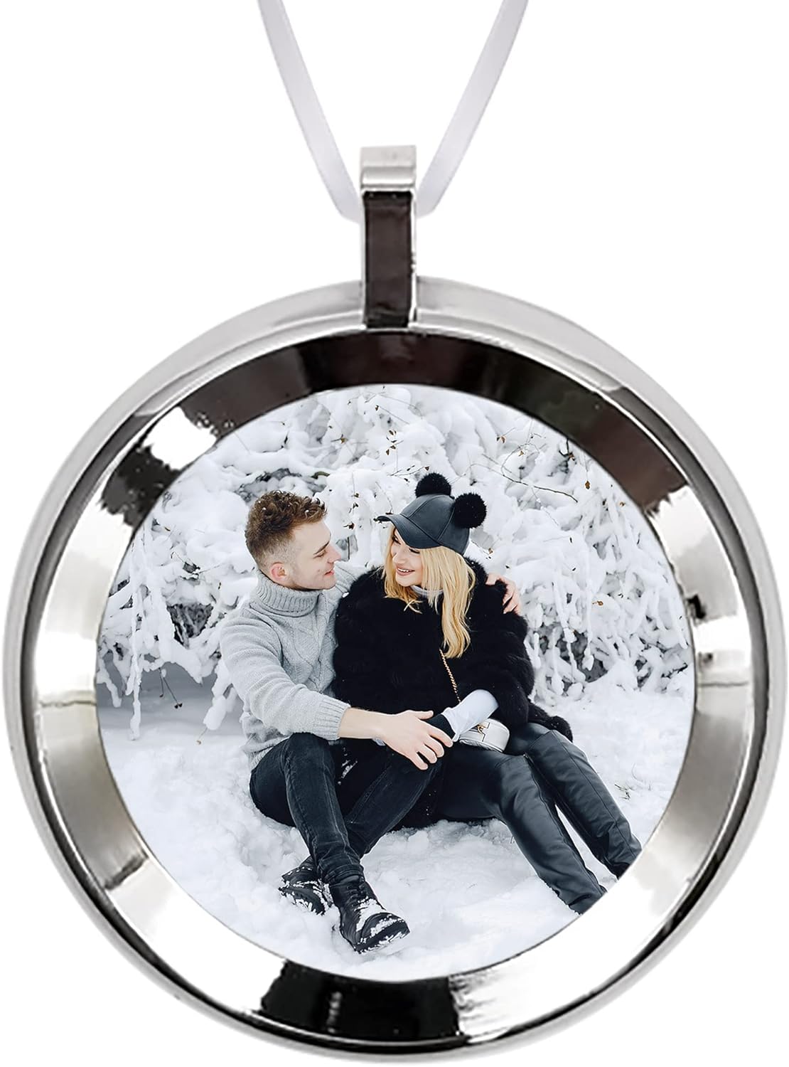 Smile Art Design Framed Personalized Photo Christmas Ornament 2025/2026, Metal Ornaments, Custom Picture Ornament, Custom Family Ornament, Christmas Tree Decorations, Round