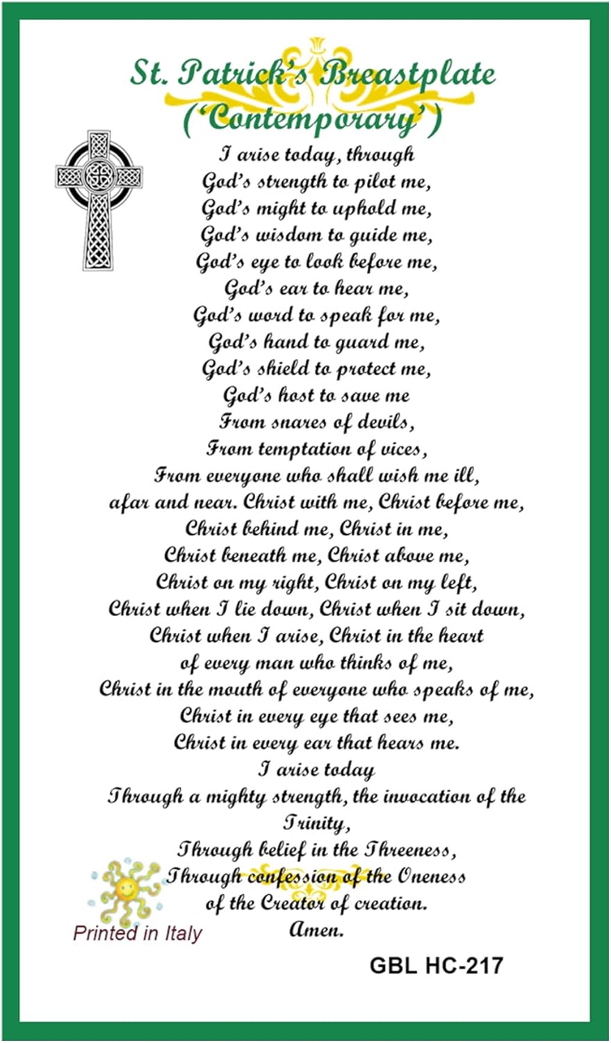 Amazon.com : Saint Patrick Breastplate Prayer Card Blessed By His ...