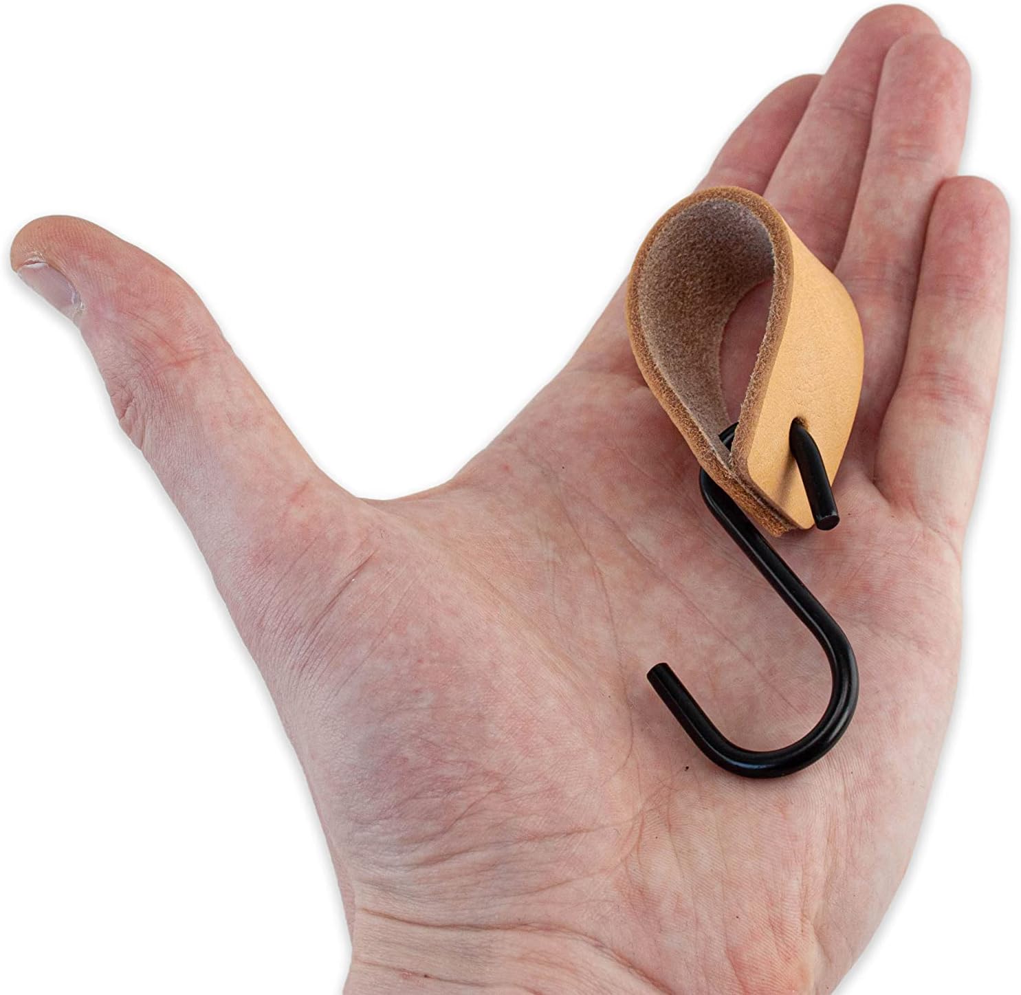 Brute Strength, Leather S Hooks for Hanging, Natural, 2 Pieces, Incl. Silver & Black Hooks for Hanging Coats Cups, Towels - Image 5