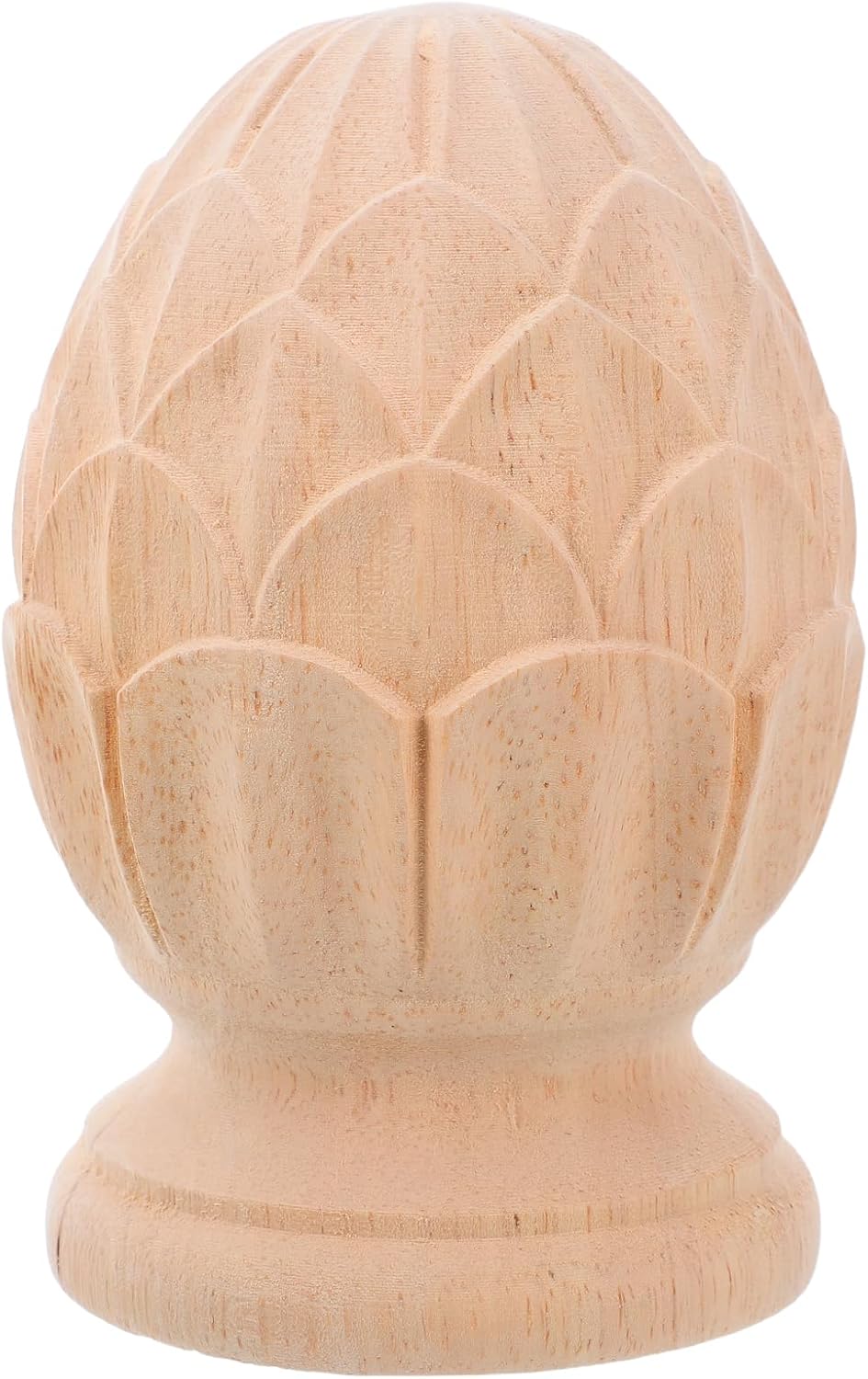 LOGOFUN Carved Wooden Pineapple Newel Post Caps Unfinished Staircase Finial Replacement for DIY Home Commercial Furniture Decoration - 10 * 16cm