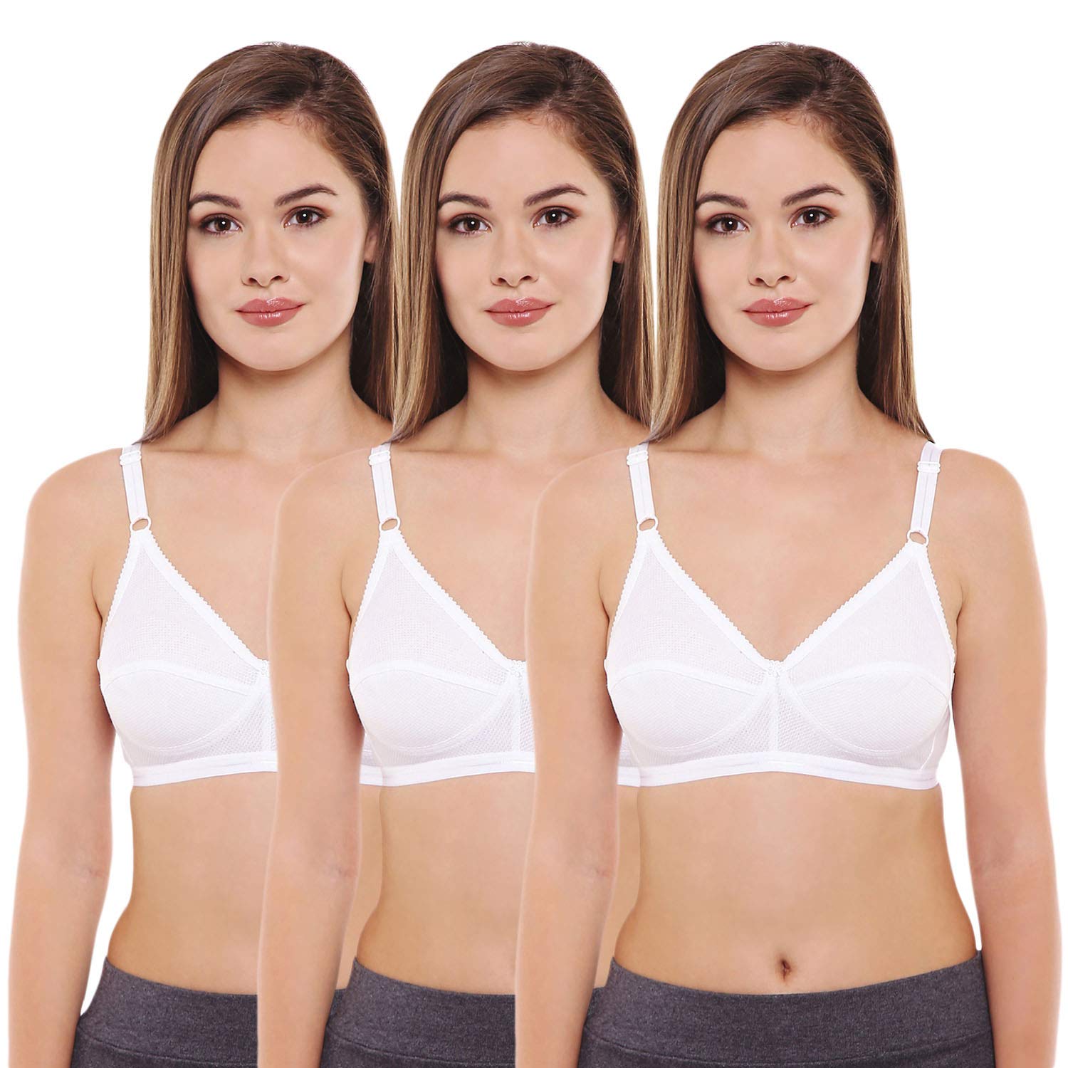 BODYCAREWomen's Cotton Non Padded Non-Wired Regular Bra (Pack of 3)