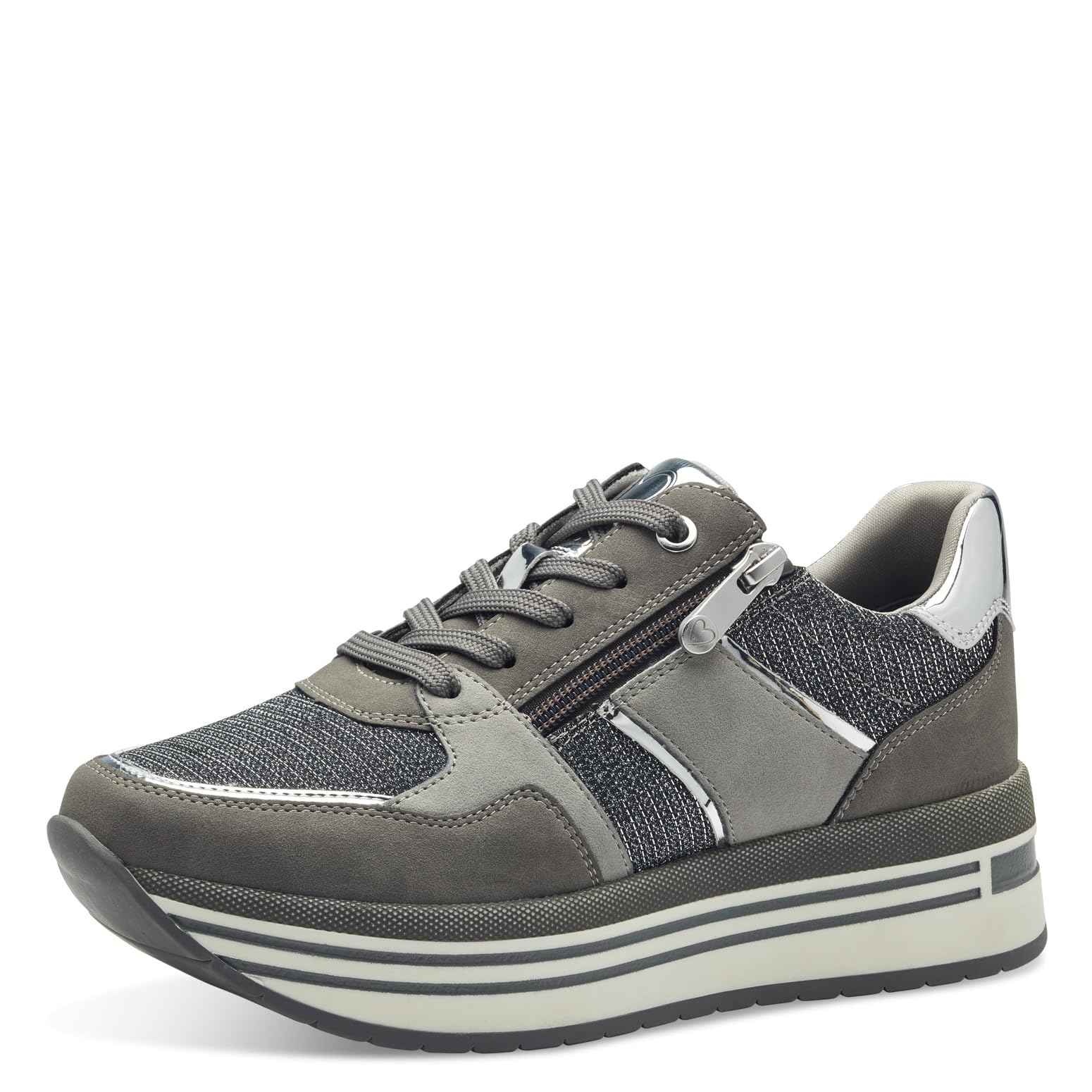 MARCO TOZZI Women's Platform Trainers with Laces Leisure, Dk Grey Comb, 8.5 UK