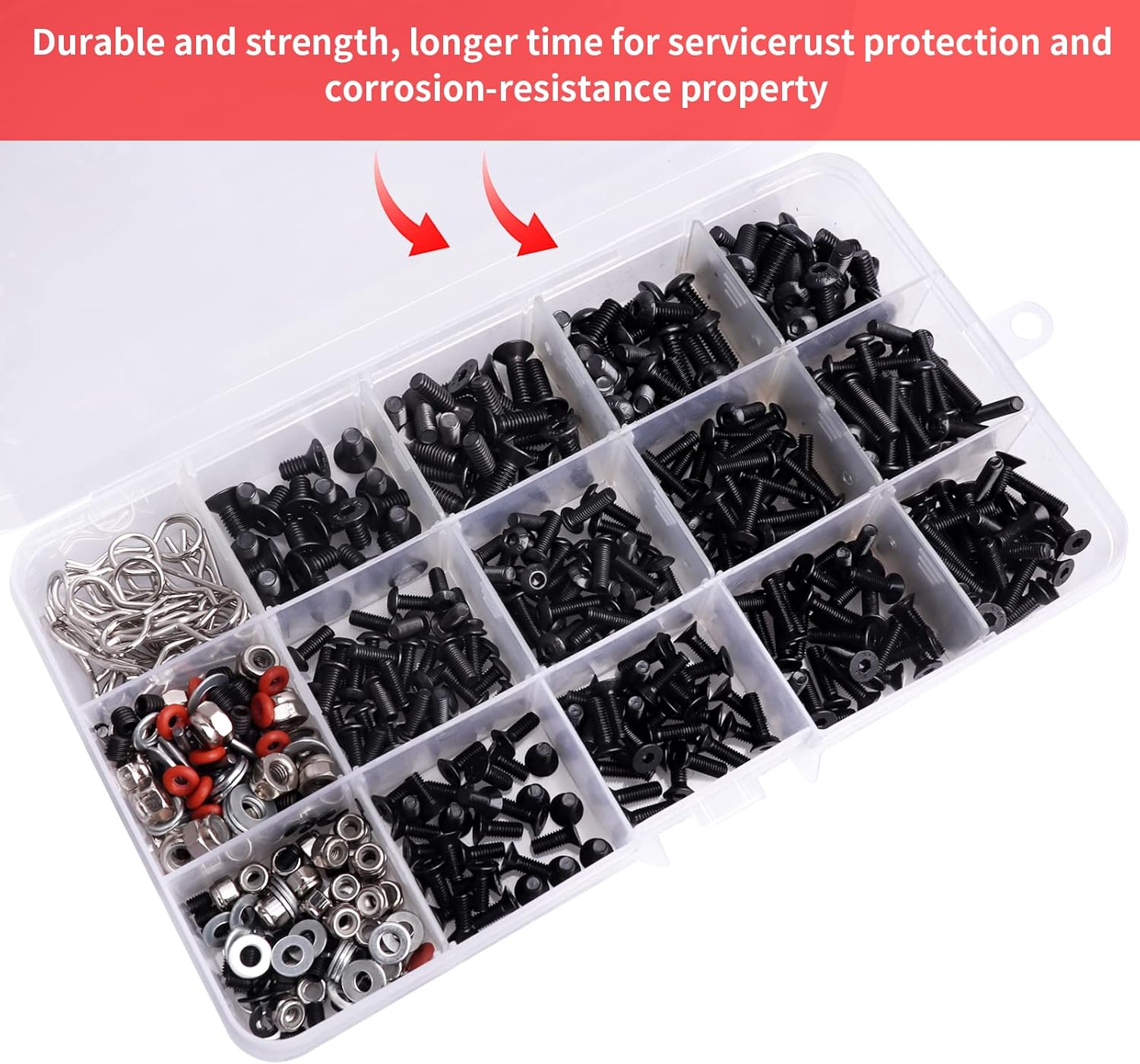 523PCS RC Screws Kit with Screw Tray & RC Hex Nut Driver Bit w/Handle for RC Car Repair Tools