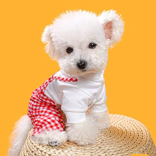Miniatura 4 de Camisa a cuadros para perro, overol de verano para cachorros, overol con pechera clásica, traje para chihuahua, Yorkies, cumpleaños, vacaciones,