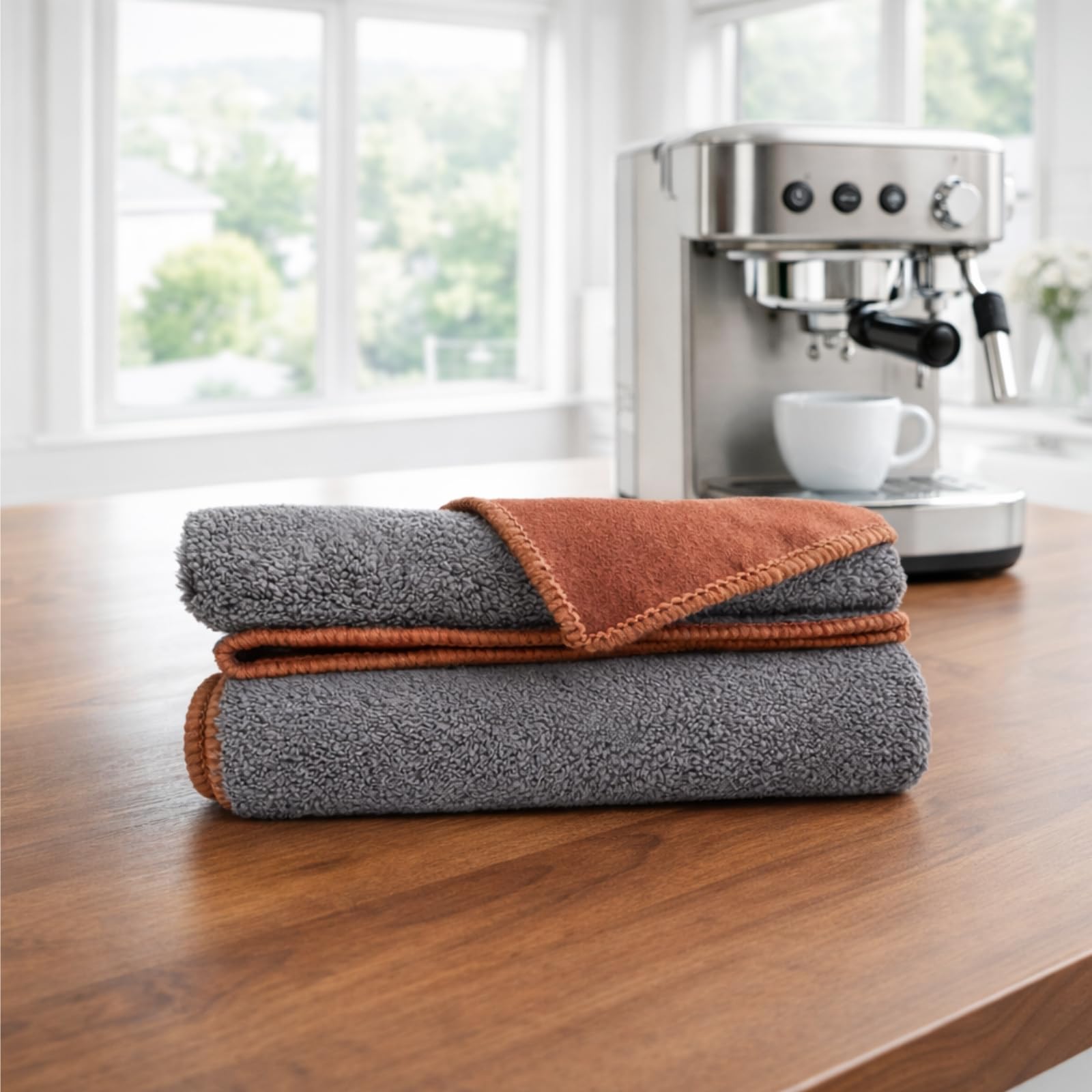 Barista zestaw ściereczek – 2 sztuki ściereczek z mikrofibry 30 x 30 cm – akcesoria barista do czyszczenia ekspresu do kawy i sitka, bardzo chłonna ściereczka do czyszczenia espresso i kawy