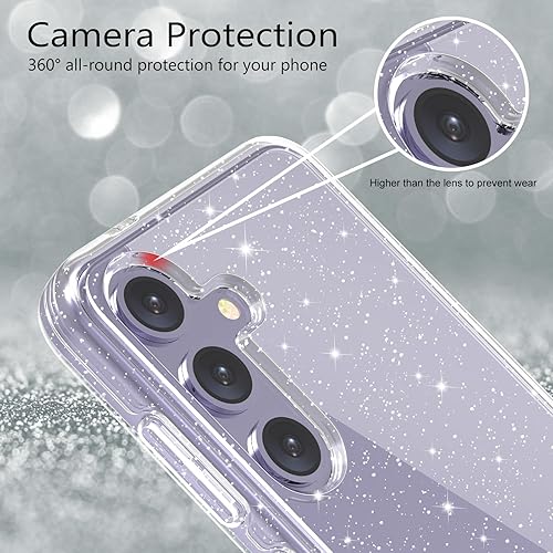 Miniatura 67 de Funda con purpurina diseñada para iPhone 15 Pro Max, con [2 unidades] protector de pantalla y [paquete de 3] protector de lente de cámara brillante