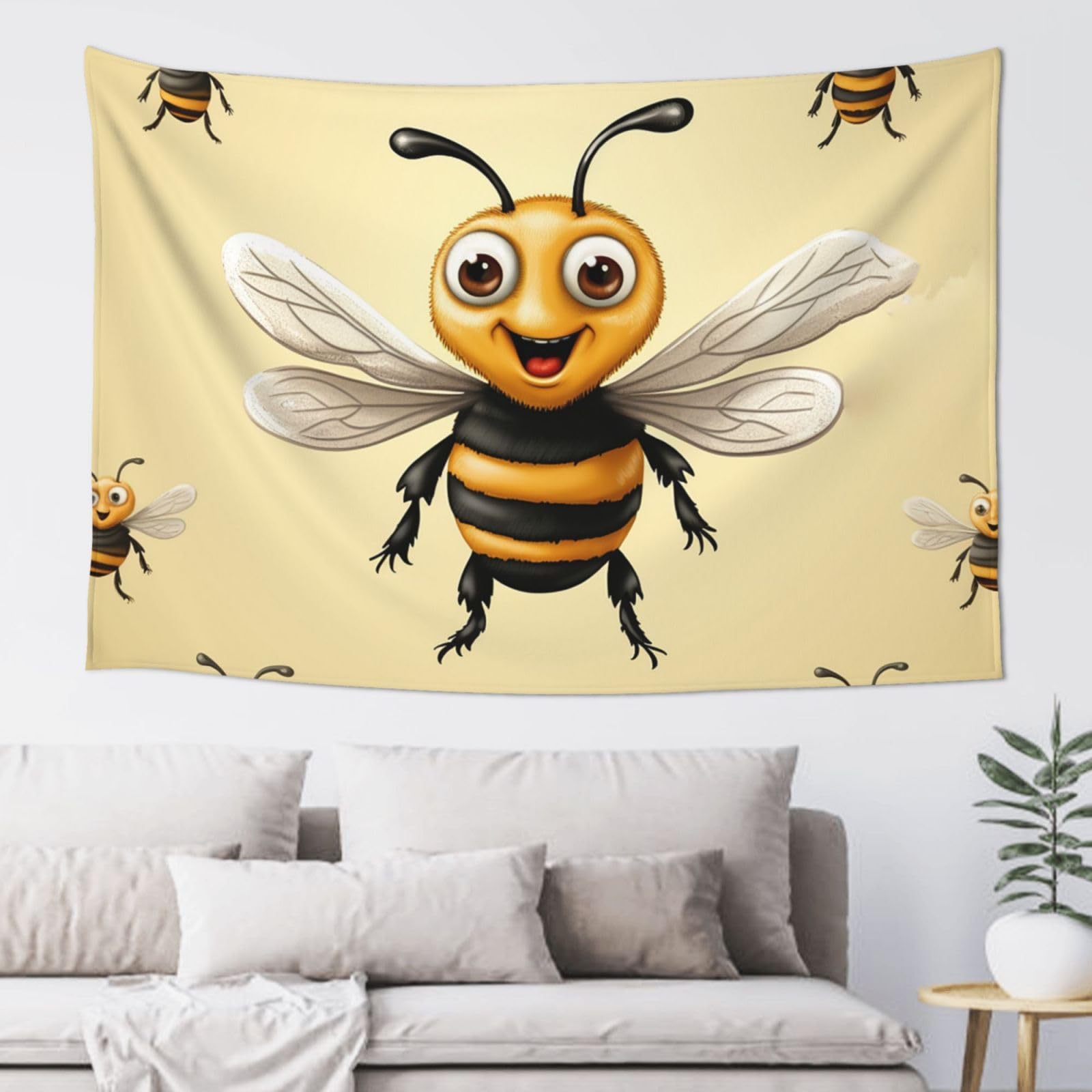 FodPand Honey Bee Tapestry for Bedroom Aesthetic, Wall Hanging Tapestries Art Decor Backdrop Wall Tapestry for Dorm Living Room Funny Poster Party Banner Background 40" X 60"