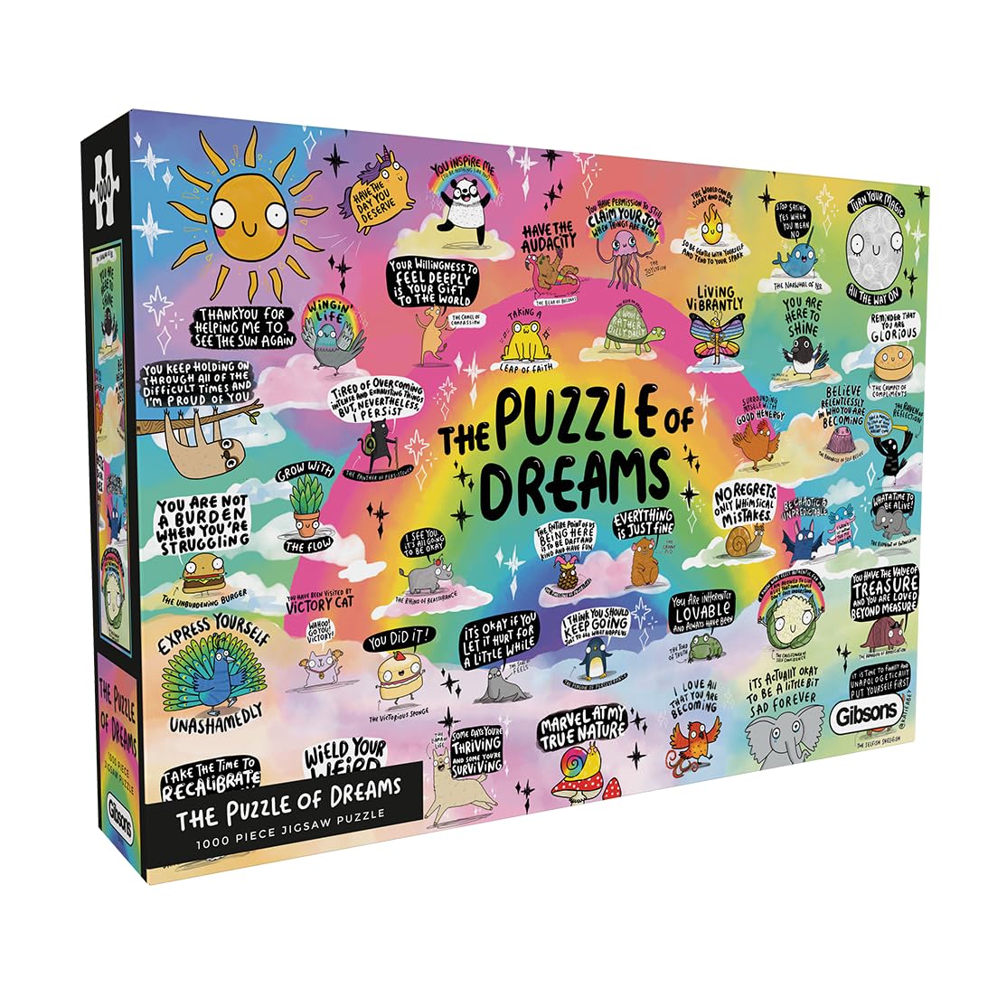 Gibsons The Puzzle of Dreams 1000 Piece Jigsaw Puzzle for Adults – Colourful Mental Health Artwork by Katie Abey – Uplifting Positive Design – Premium Sustainable Puzzle Made in the UK/EU