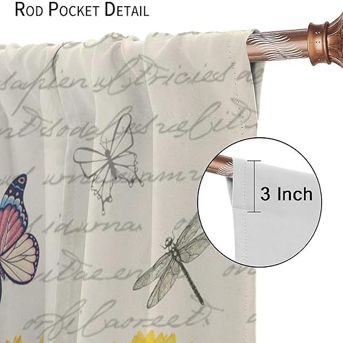 Miniatura 247 de Retro 70s Floral Blackout Window Curtains, Watercolor Flower Plant Rustic Modern Style Pattern Window Drapes, for Bedroom Living Room 42x45in 2