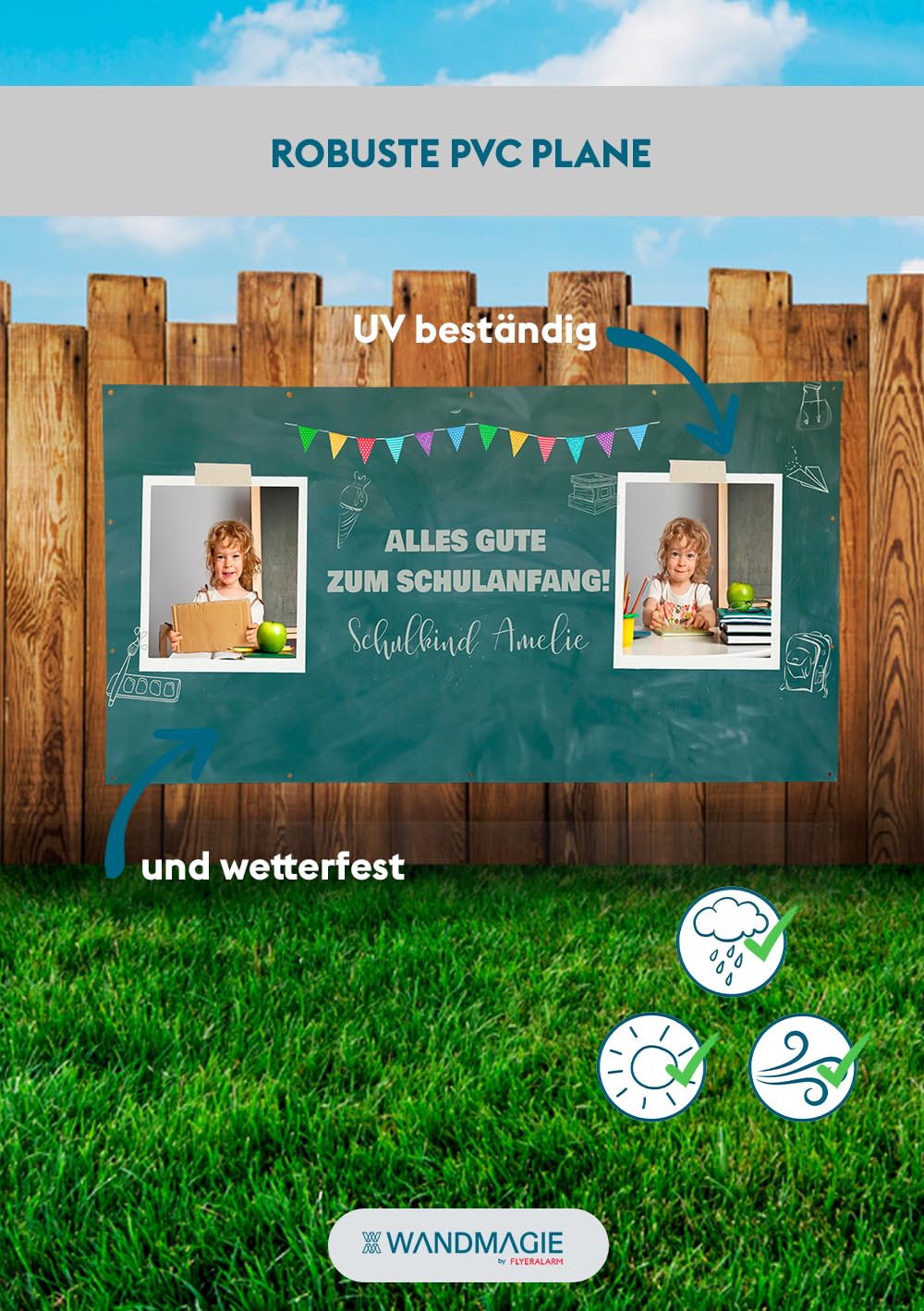 Einschulungs-Flagge 90 X 150 Cm – Aus Wetterfestem Polyester, Mit Metallösen, Für Schulanfang & Feste