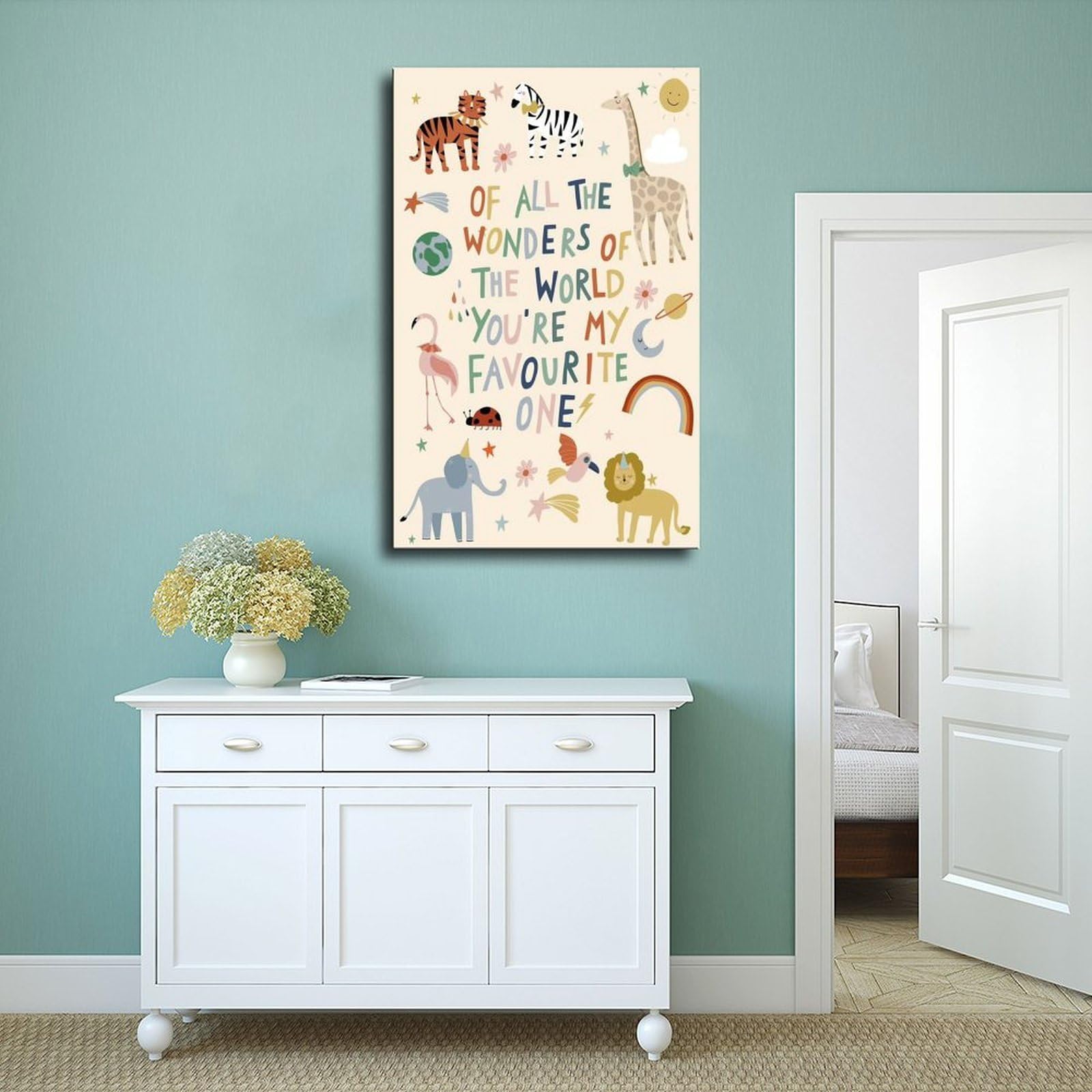 Poster sur toile avec motifs de l'alphabet de A à Z - Thème éducatif - Décoration de chambre à coucher, bureau, chambre - Cadeau - 40 x 60 cm