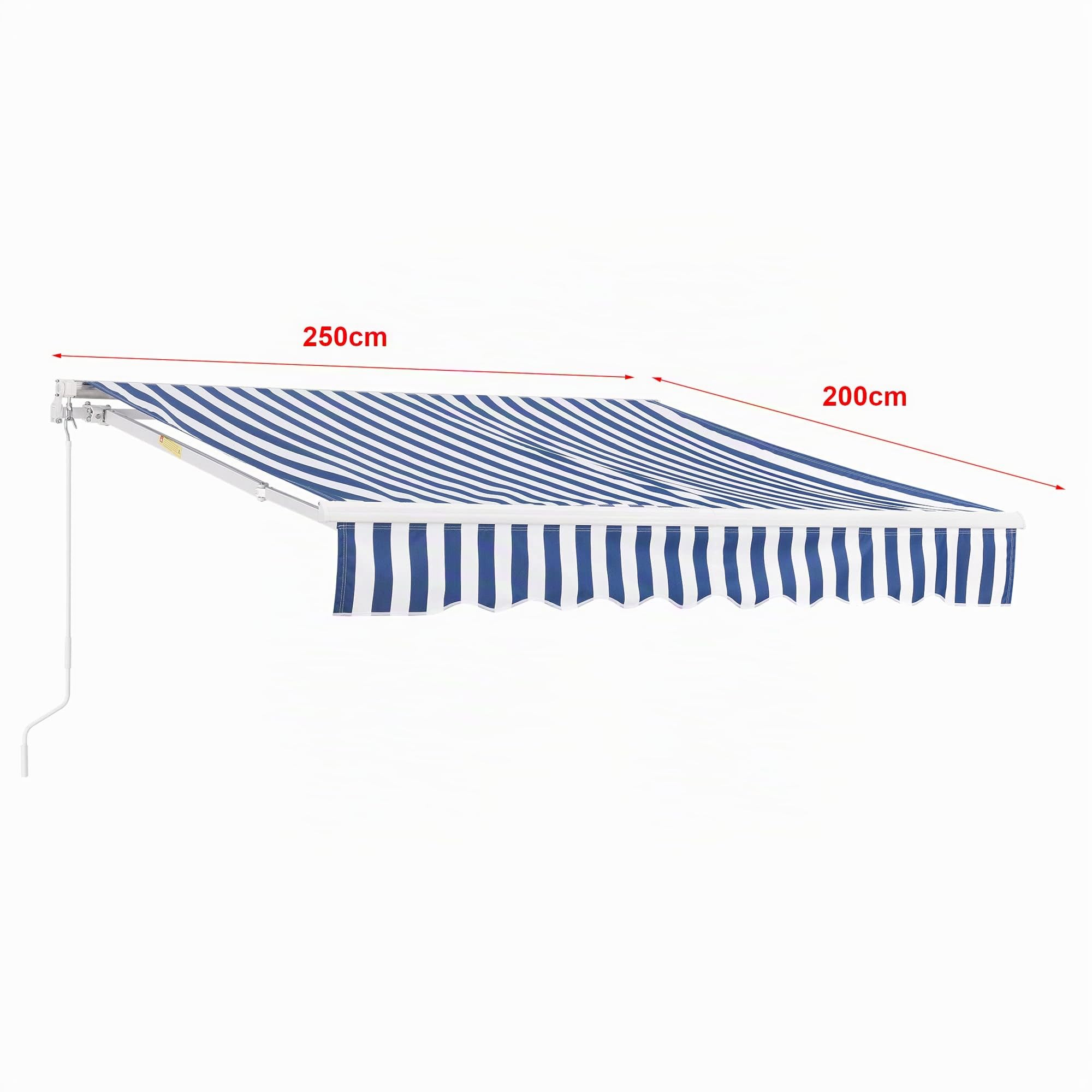 [en.casa] Store Banne Balcon Bitonto 250 x 200 cm à Bras Articulés avec Manivelle Protection Solaire pour Terrasse Extérieur Balcon Structure en Aluminium Résistant Aux Intempéries Bleu Blanc