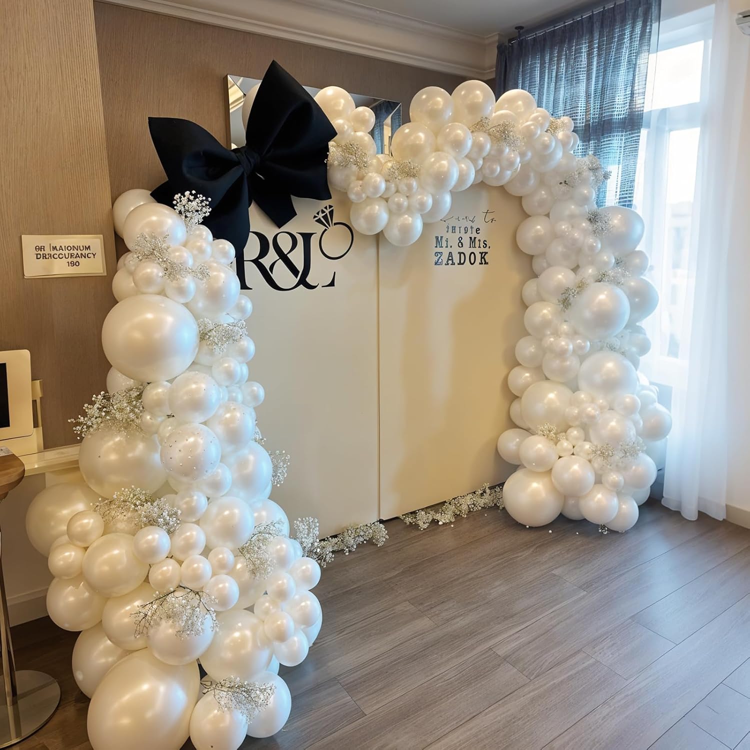 Pearl White Double-Stuffed Balloons Arch Garland Kit, 60 Pack 18/12/10/5 Inch Different Size Standard White Pearl Balloons for Wedding Bridal Shower Anniversary Birthday Engagement Decor