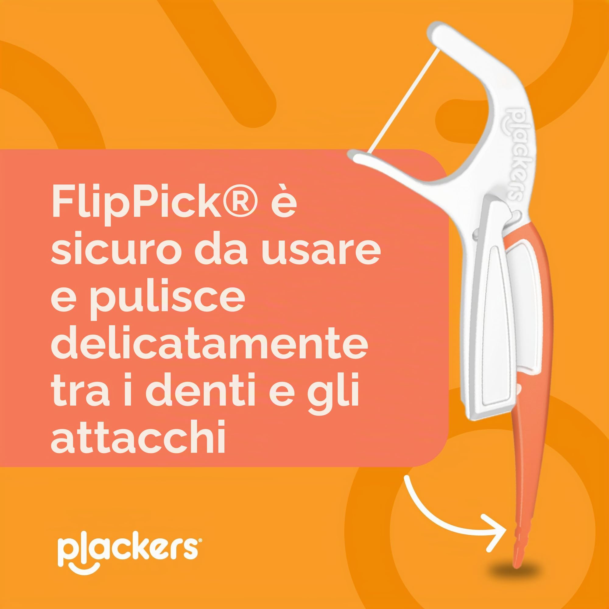 Plackers Orthopick - Plettri per filo interdentale per parentesi graffe, realizzati con super tuffloss, morbidi e flessibili, delicati su parentesi graffe, arancione, 144 pezzi, confezione da 4