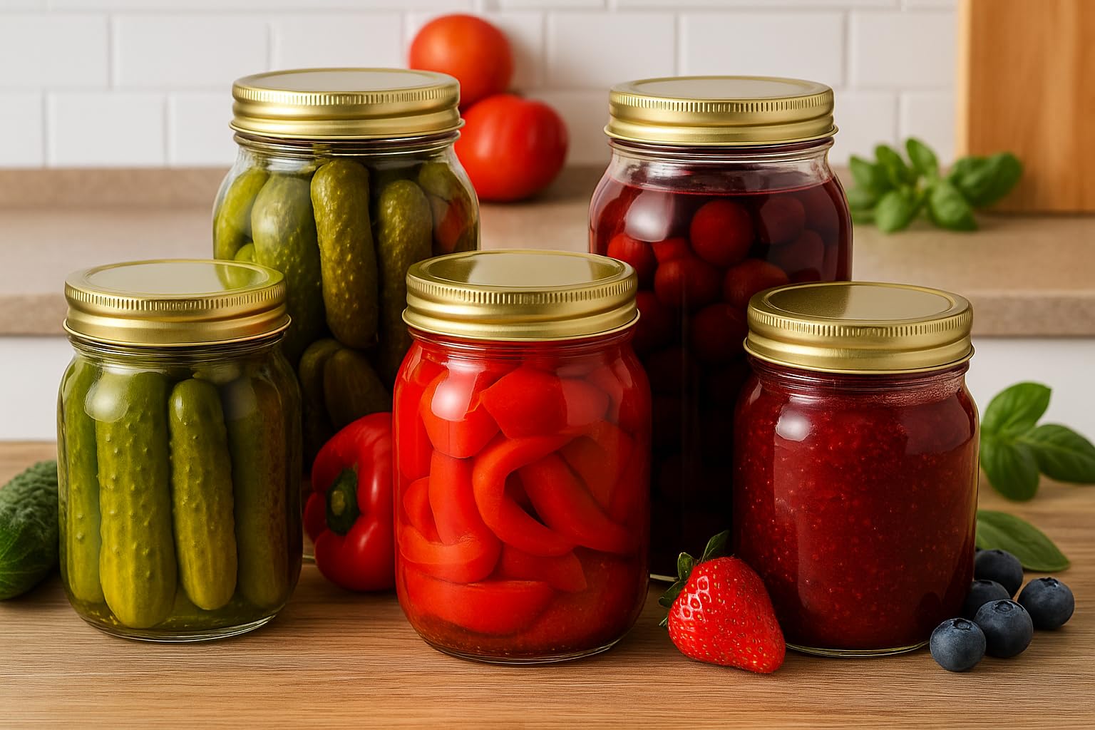 Einmachgläser mit schraubdeckel 900 ml 24er Set mit goldenen Deckel fi82 Einmachglas Einweckgläser - Vorratsgläser Glas luftdicht Twist Off - für Gurken Paprika Kompott Marmelade Honig Einmachen