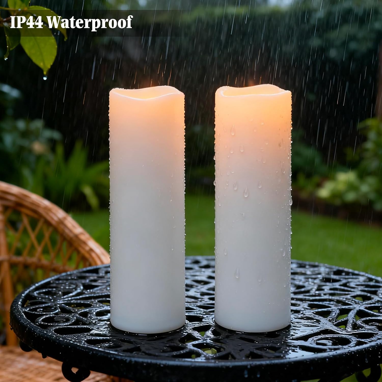 4" x 14" Large Waterproof Outdoor Flameless Candles Battery Operated LED Pillar Candles for Indoor Outdoor Lanterns, White, Long Lasting, Set of 2