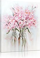YPY Pink Flowers Canvas Wall Art - Abstract Bouquet in Vase Print, 12x15" Ready-to-Hang Floral Decor for Teen Girl Bedroom & Bathroom