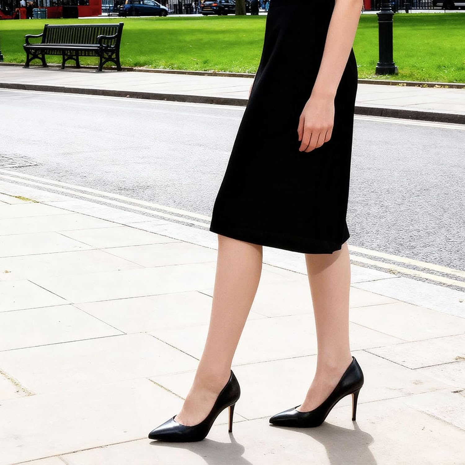 JENN ARDOR Women's Comfortable Stiletto Pumps 3 inch Elegant Gorgeous Closed Pointed Toe Slip On Solid High Heels for Ladies Wedding Dress Shoes - Image 2