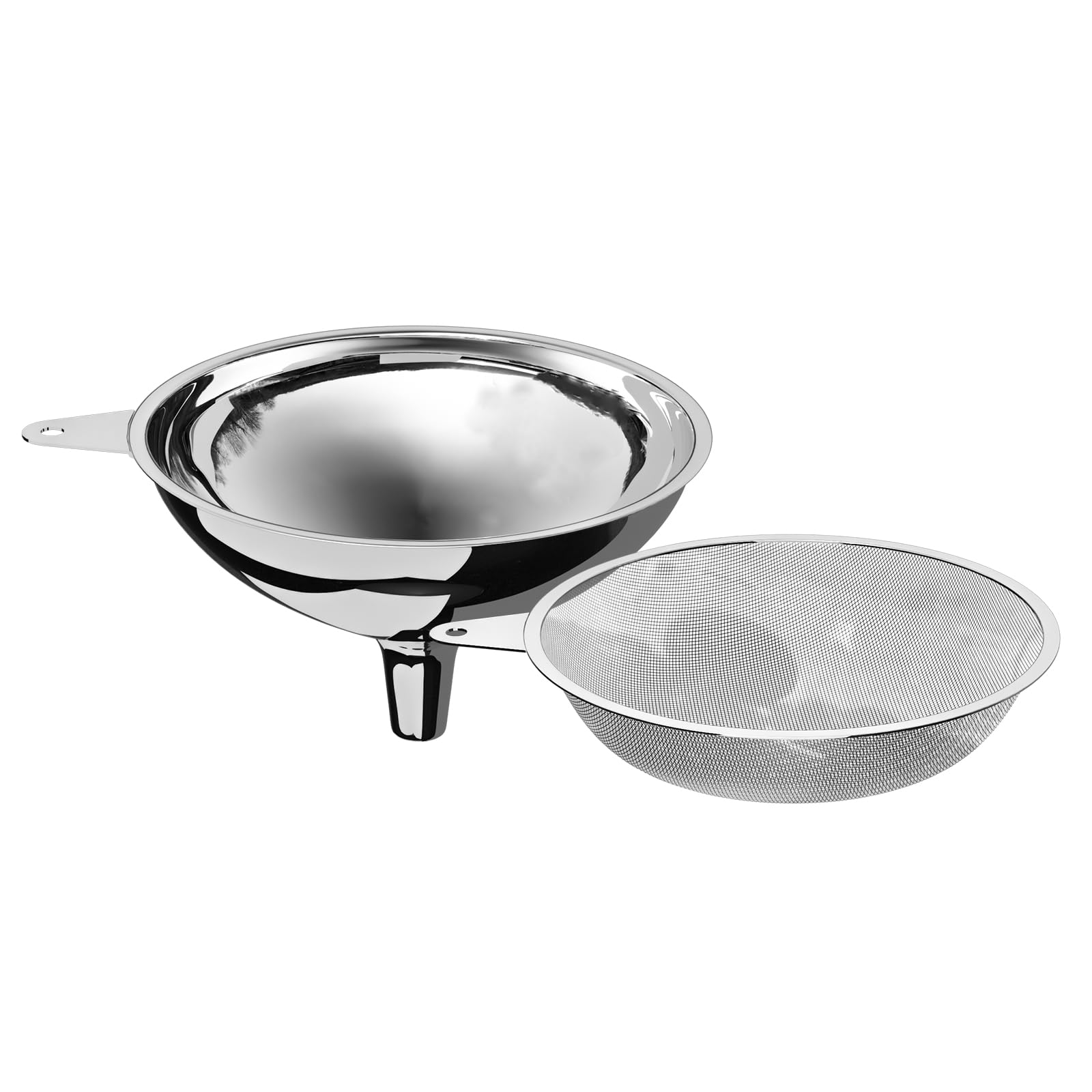 Serinar Stainless Steel Large Funnel with Filter (5.7 in. X 0.55 in. Mouth) and 50 Mesh Stainless Steel Food Filter for Bottle, Oil, Juice, Coffee,