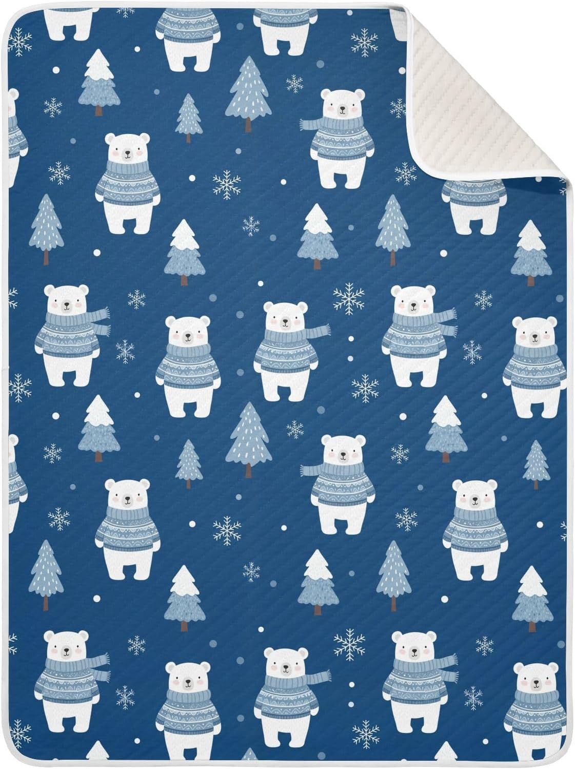 Sinestour Winter Bear Blue Baby Cotton Blanket 30×40 Inch Toddler Crib Blacket Warm Stroller Nursery Blanket Quilt for Baby Boy Girl Sinestour Winter Bear Blue Baby Cotton Blanket 30×40 Inch Toddler Crib Blacket Warm Stroller Nursery Blanket Quilt for Baby Boy Girl