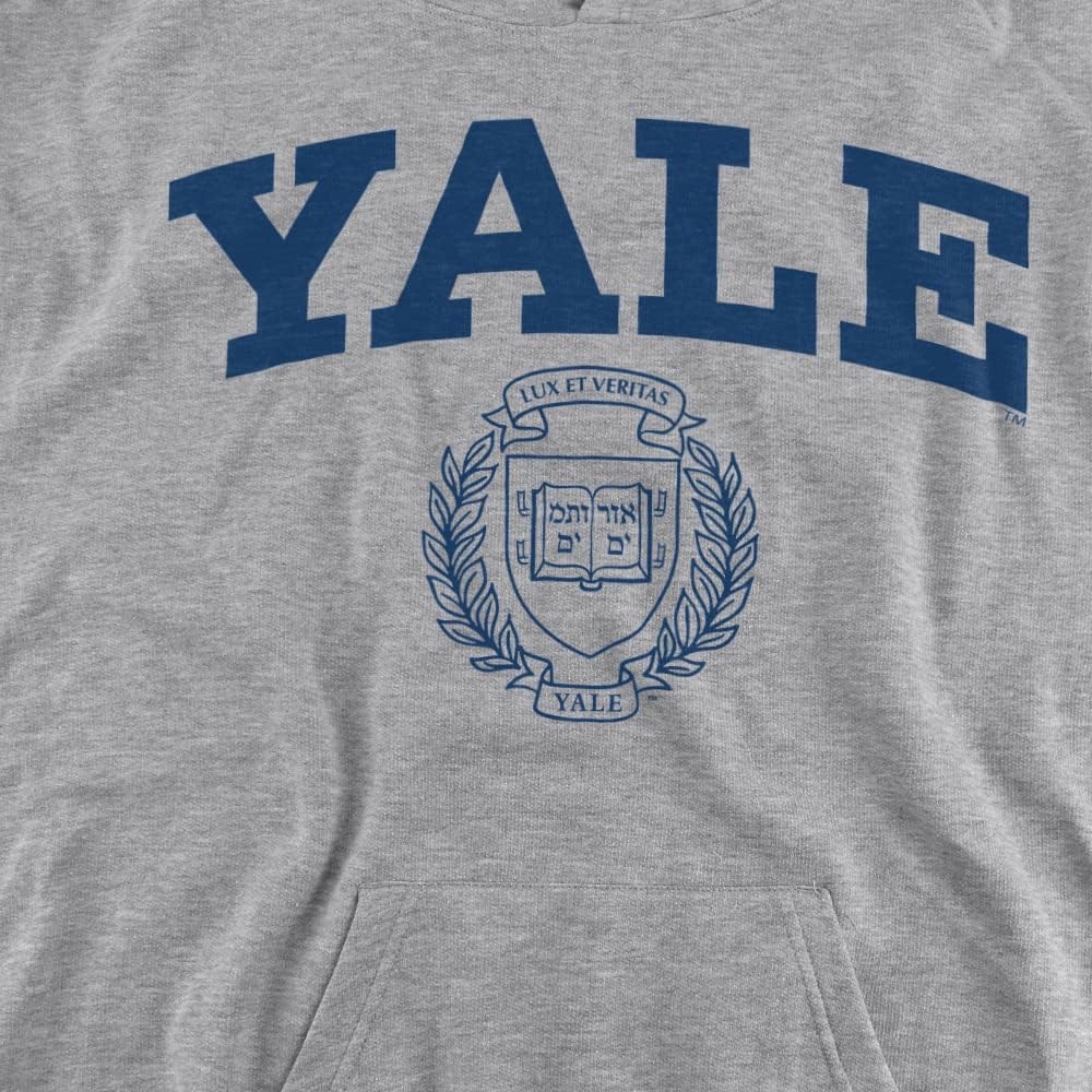 Yale University Official Yale Seal Unisex Youth Pull-Over Hoodie,Athletic Heather, X-Large