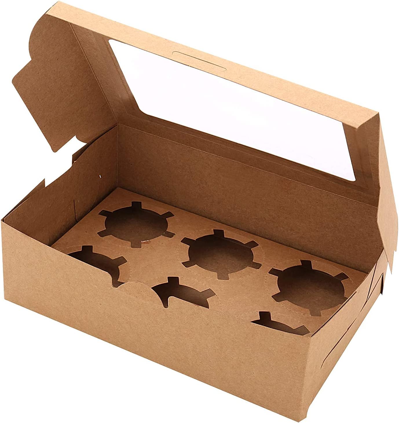 10pcs Cupcake Boxes, 9.4" x 6.2" x 3.0" Cupcake Carrier, Cupcake Container with Cupcake Inserts&Window, for Cookies, Muffins, Bakeries and Pastrie