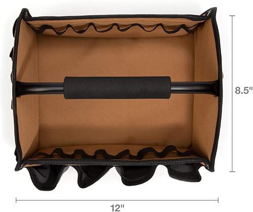 Miniatura 6 de Dickies Organizador de bolsas de herramientas de lona duradera de 12 pulgadas, 12 bolsillos exteriores, 16 trabillas para herramientas, grisbronceado