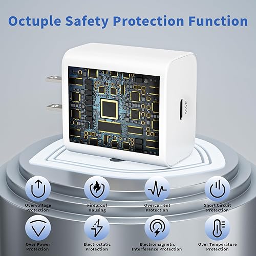 Miniatura 5 de [Certificado MFi de Apple] Cargador de 45 W para iPhone 17 16 15 Pro Max, paquete de 2 cargadores rápidos USBC, enchufe de viaje largo de 6 pies