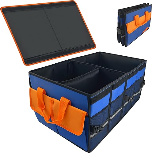 Organizador de maletero de automóvil con tapa, organizador plegable de múltiples compartimentos para automóvil y almacenamiento, accesorios para