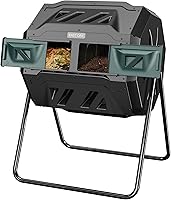 EastOak 43-Gallon Dual Chamber Compost Tumbler - Outdoor Rotating Composter Bin with Aeration System for Fast Garden Fertilizer