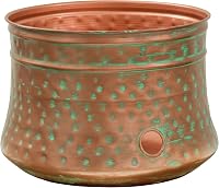 Liberty Garden 1917-G Hammered Steel Hose Pot Patina Finish - Stores 100ft Hose, Rustic All-Weather Garden Storage