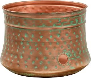 Liberty Garden 1917-G Hammered Steel Hose Pot Patina Finish - Stores 100ft Hose, Rustic All-Weather Garden Storage