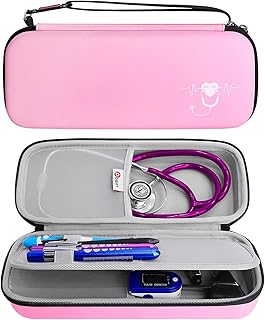 【𝟮𝟬𝟮𝟯 𝗡𝗘𝗪】Opoway Stethoscope Carrying Case, Stethoscope Travel Case for 3M Littmann Classic III, Cardiology IV Diagnostic, MDF Acoustica Stethoscopes - Extra Room for Nurse Accessories (Pink)