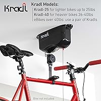 Vista 7 de Kradl - Soporte de techo para bicicleta con elevador y estante. Sistema de elevación para bicicletas sin electricidad, cuerdas o poleas incómodas.
