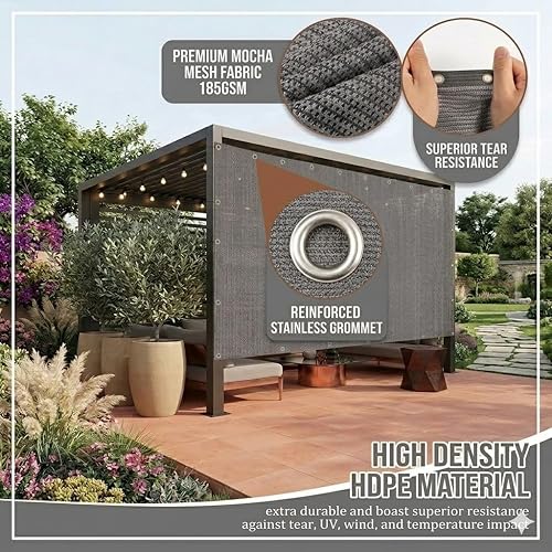 Miniatura 2 de EMERIT 90% Tela de sombra para patio, jardín, pérgola, toldo con ojales (gris, 10 x 14 pies)