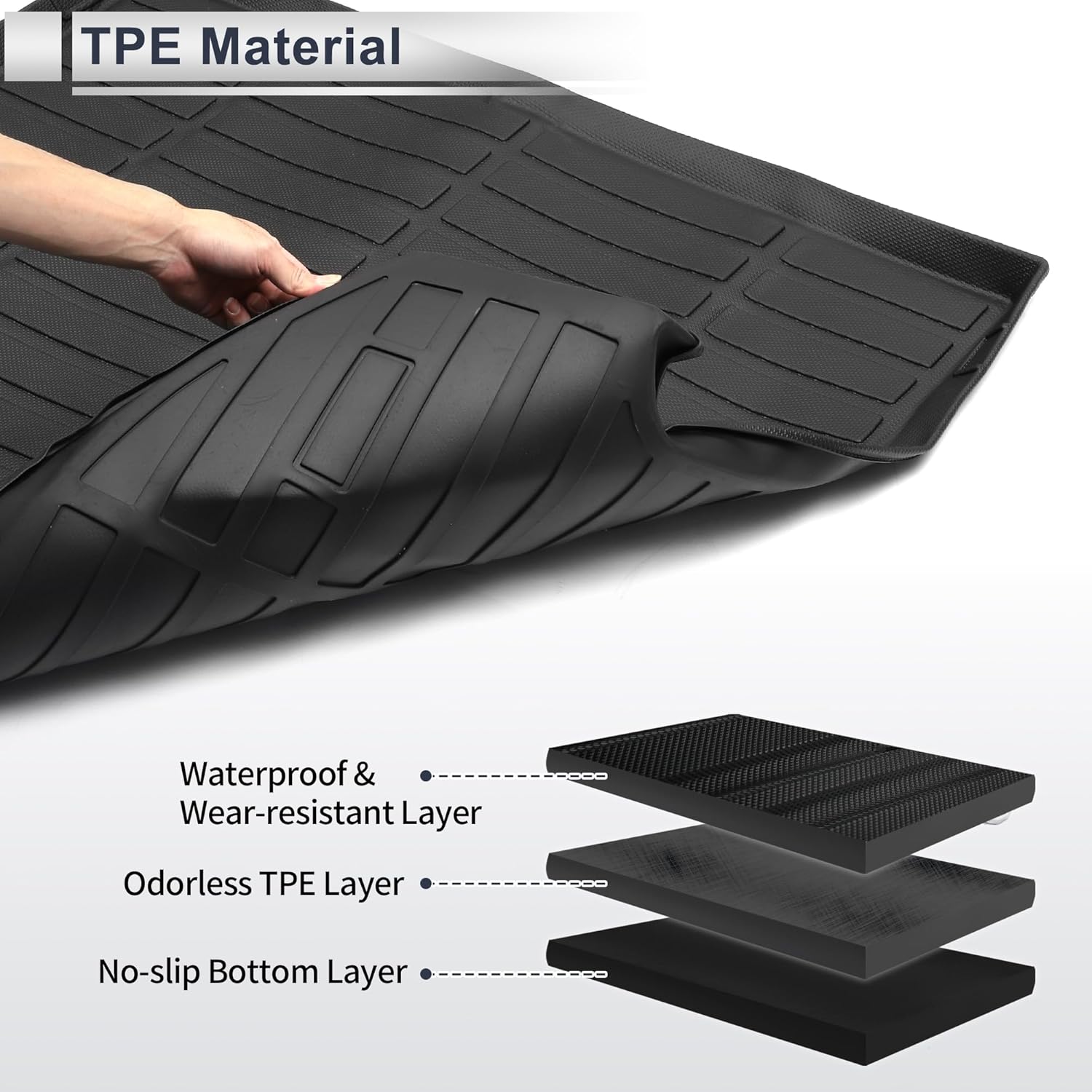 Rear Cargo Liner Rear Trunk Mat for Buick Encore GX AWD 2020-2024 Anti-Slip Trunk Cargo Luggage Boot Tray Mat TPE 1 Pc Flat Face Long Grid Pattern