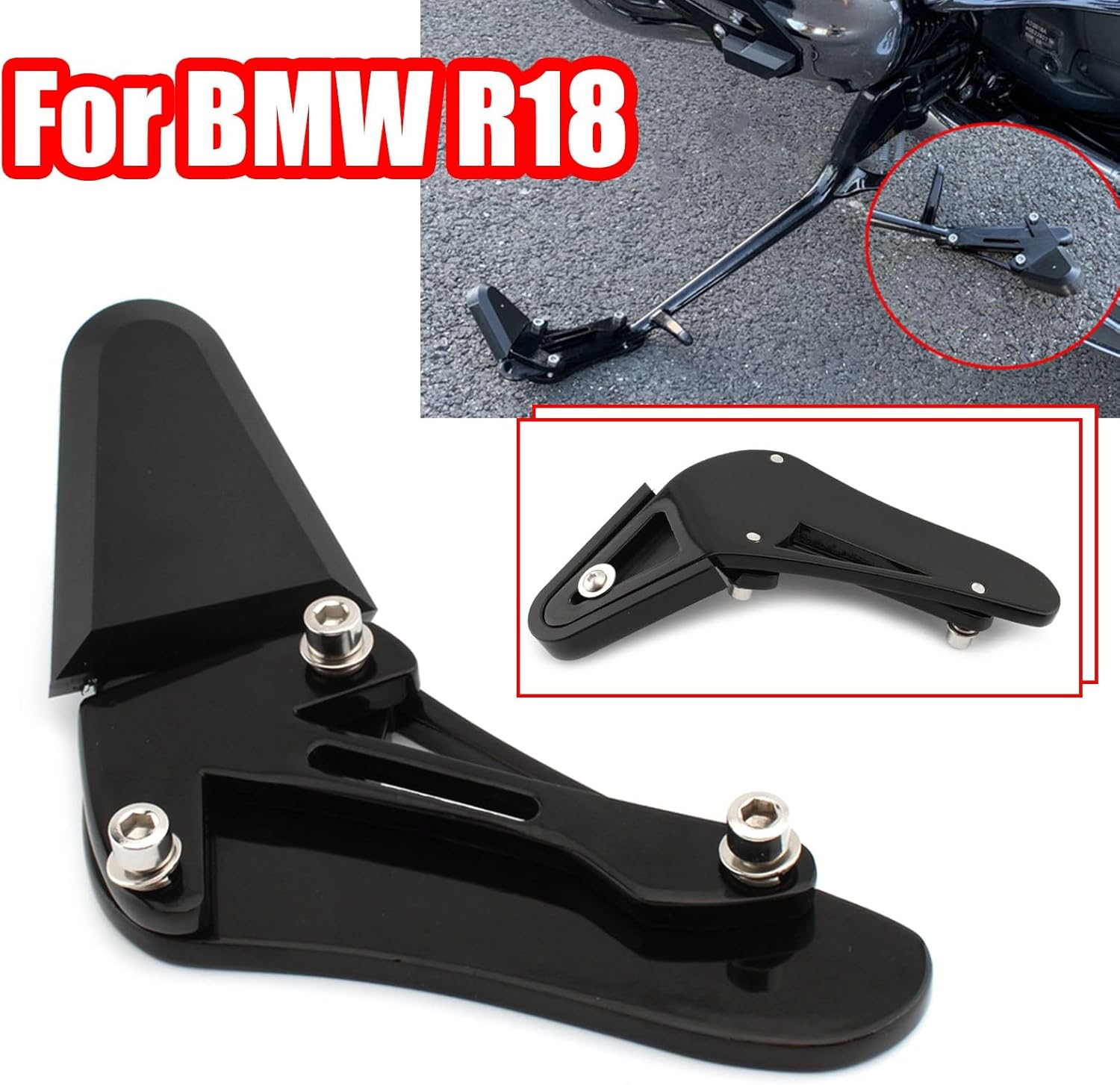 For BMW R18 Classic CNC Kickstand Foot Side Stand Extension Enlarge Support Pad